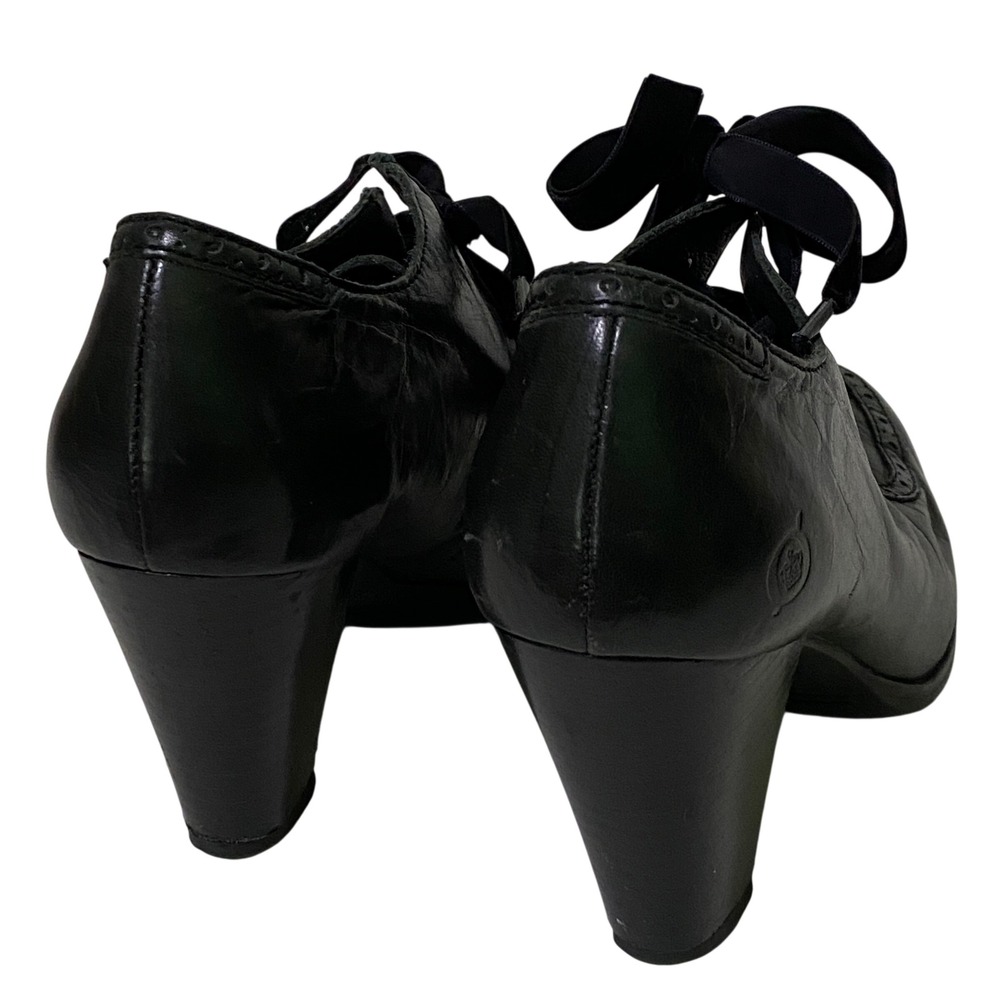 Born Womens Lace Up Booties Size 6 Black Heeled Oxford Pump Academia‎ Whimsigoth - Picture 4 of 10